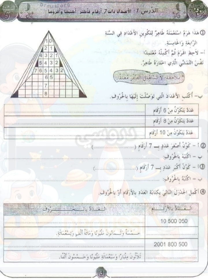 مسائل رياضيات سنة خامسة ابتدائي تونس مع الاصلاح الثلاثي الأول