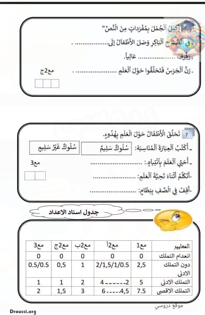 امتحان قراءة سنة أولى الثلاثي الأول