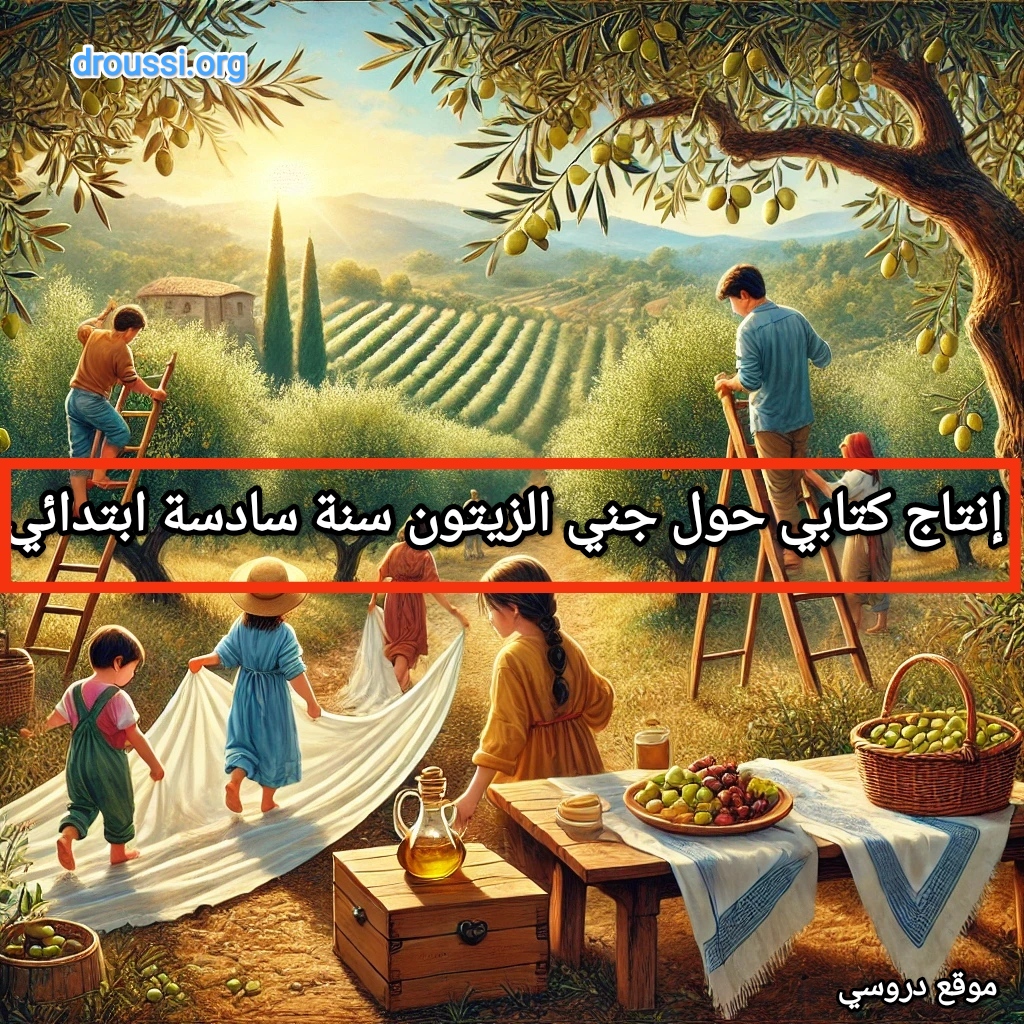 إنتاج كتابي حول جني الزيتون سنة سادسة ابتدائي